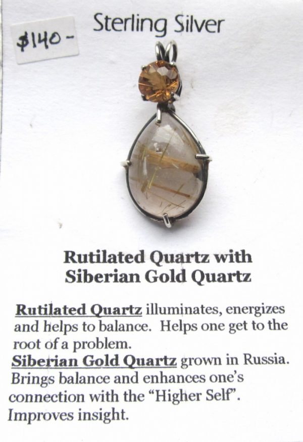 Rutilated Quartz with Siberian Gold Quartz Pendant- now on Sale! Save 60% - Image 2
