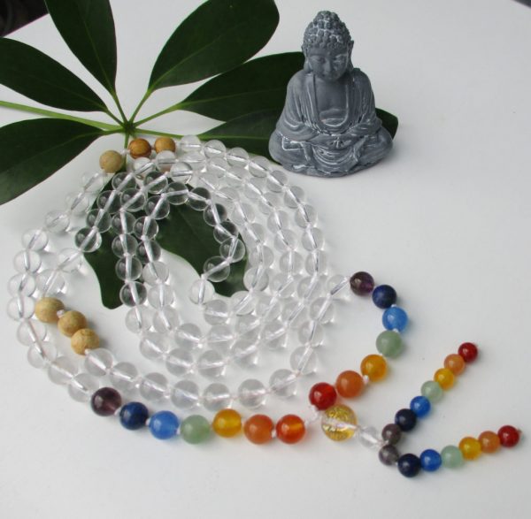 Chakra Mala, Prayer Beads, Quartz Mala