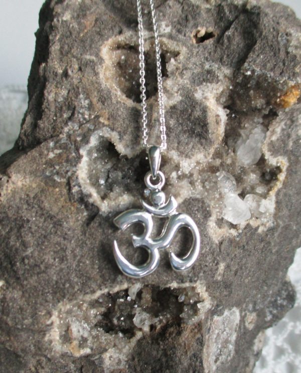 Shiny Silver OM Pendant with 20 inch sterling silver chain - Image 2