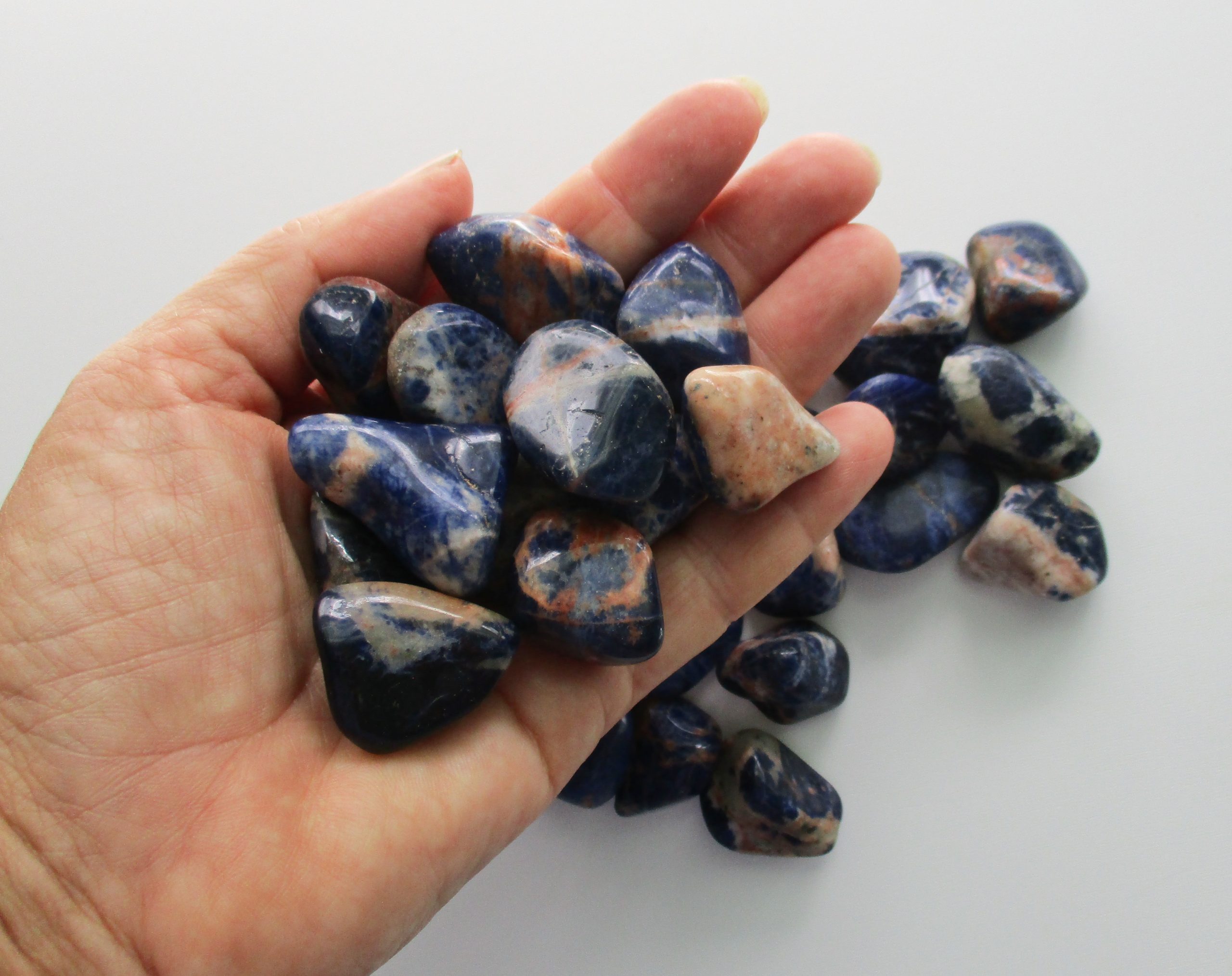 sunset sodalite, tumbled stones, sodalite, pocket stones
