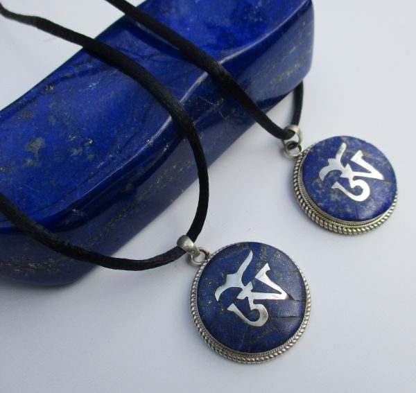 om pendant, lapis pendant