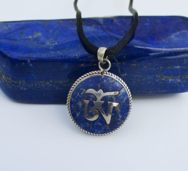 om pendant, lapis pendant