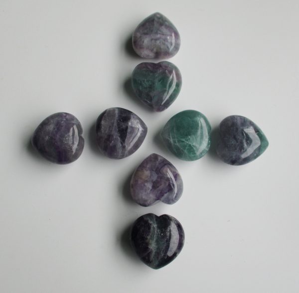 Fluorite Hearts, Puffy Rainbow Fluorite Hearts - Image 2