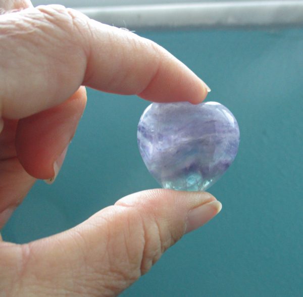 Fluorite Hearts, Puffy Rainbow Fluorite Hearts - Image 3