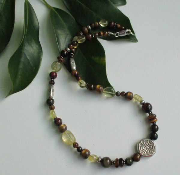 Tiger Eye, Citrine, Sterling Silver Necklace Now 50% off! - Image 2
