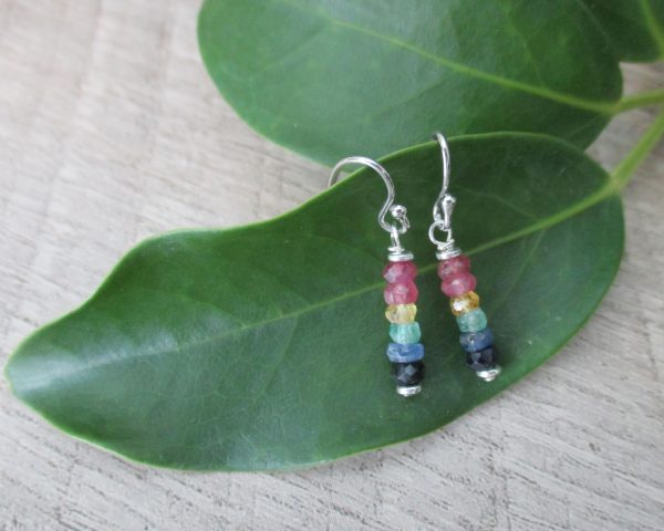 Chakra Earrings with Faceted Gemstones - Image 2