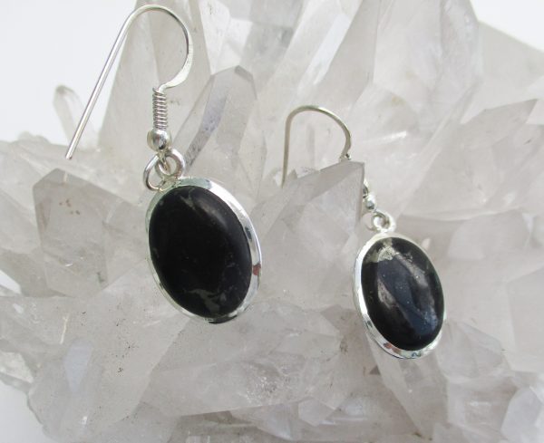Oval Shungite Earrings in Sterling Silver - Image 2