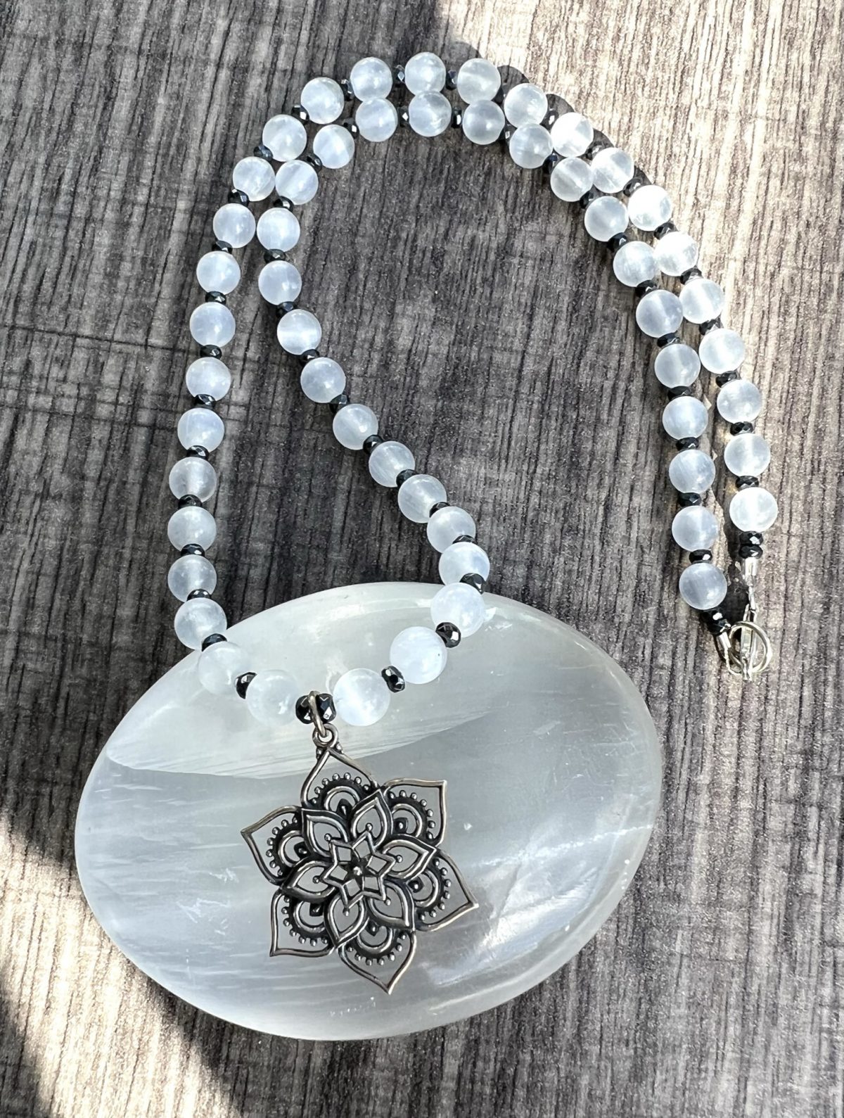 selenite necklace